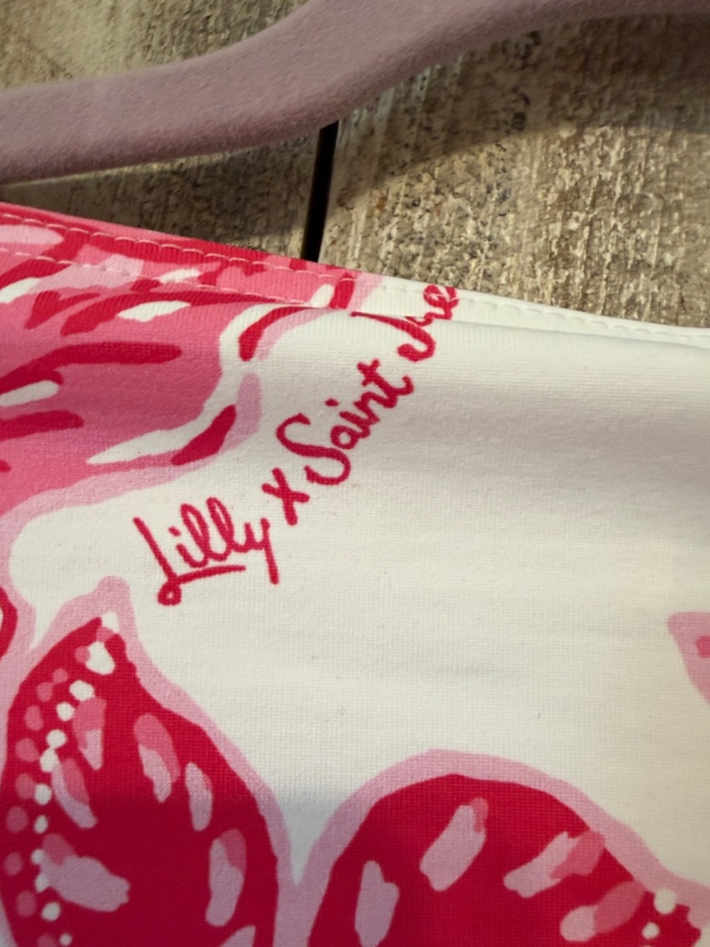 Lilly Pulitzer Saint James Collab Pink Floral Short Sleeve Athleisure Tee - Picture 6 of 10